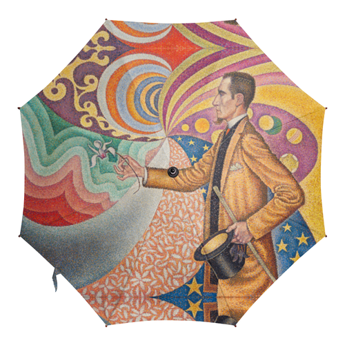 Заказать зонт в Москве. Зонт-трость с деревянной ручкой Портрет Феликса Фенеона (Поль Синьяк) от trend - готовые дизайны и нанесение принтов.