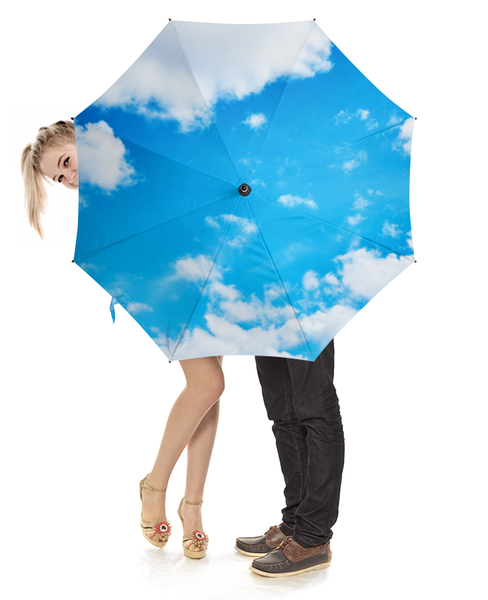 Заказать зонт в Москве. Зонт-трость с деревянной ручкой Небо и облака от geekbox - готовые дизайны и нанесение принтов.