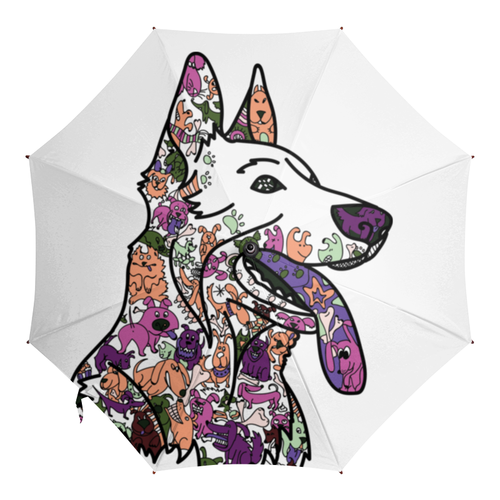 Заказать зонт в Москве. Зонт-трость с деревянной ручкой забавные собаки от Игма - готовые дизайны и нанесение принтов.