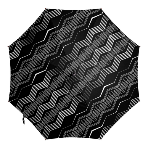 Заказать зонт в Москве. Зонт-трость с деревянной ручкой Черно-белая геометрия от IrinkaArt  - готовые дизайны и нанесение принтов.