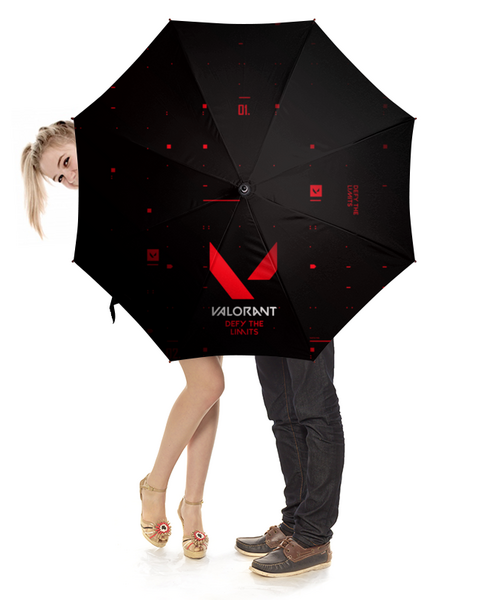 Заказать зонт в Москве. Зонт-трость с деревянной ручкой VALORANT от geekbox - готовые дизайны и нанесение принтов.