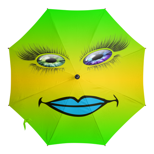 Заказать зонт в Москве. Зонт-трость с деревянной ручкой Разноцветные глаза от Romario  - готовые дизайны и нанесение принтов.