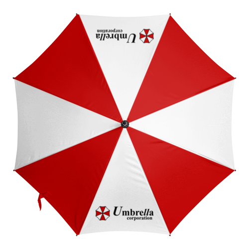 Заказать зонт в Москве. Зонт-трость с деревянной ручкой Обитель зла. Корпорция Амбрелла от geekbox - готовые дизайны и нанесение принтов.