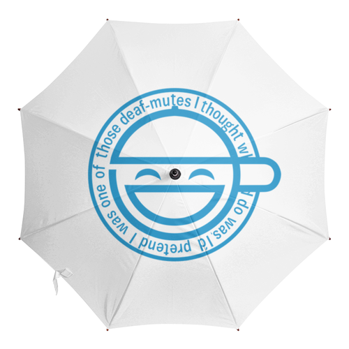 Заказать зонт в Москве. Зонт-трость с деревянной ручкой Смеющийся человек от GeekFox  - готовые дизайны и нанесение принтов.