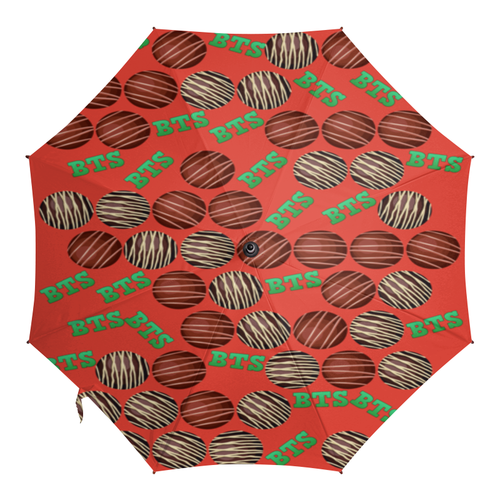 Заказать зонт в Москве. Зонт-трость с деревянной ручкой BTS шоколадные конфеты от nionilla - готовые дизайны и нанесение принтов.