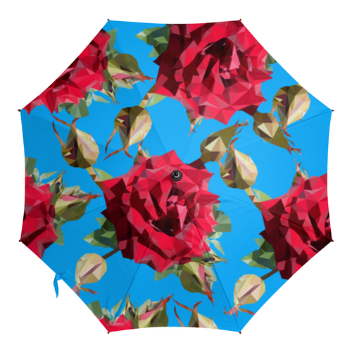 Заказать зонт в Москве. Зонт-трость с деревянной ручкой Rose Low Poly vector от natulia_hatulia@yahoo.com - готовые дизайны и нанесение принтов.