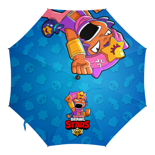Заказать зонт в Москве. Зонт-трость с деревянной ручкой BRAWL STARS SANDY от geekbox - готовые дизайны и нанесение принтов.