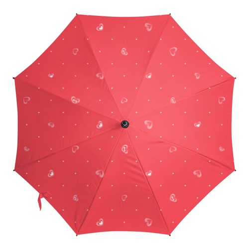 Заказать зонт в Москве. Зонт-трость с деревянной ручкой Сердечки от bd-art  - готовые дизайны и нанесение принтов.