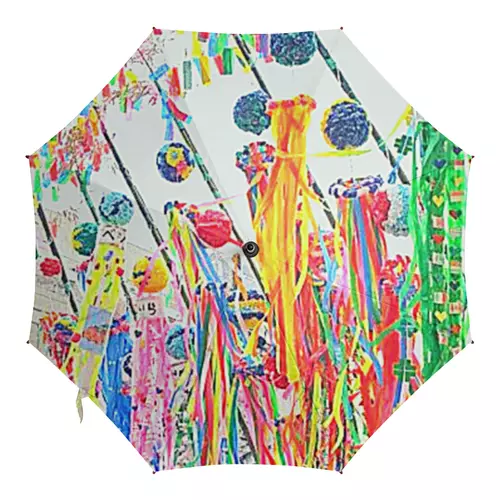 Заказать зонт в Москве. Зонт-трость с деревянной ручкой Штрихи к дизайну от Ekaterina Ulyanova - готовые дизайны и нанесение принтов.