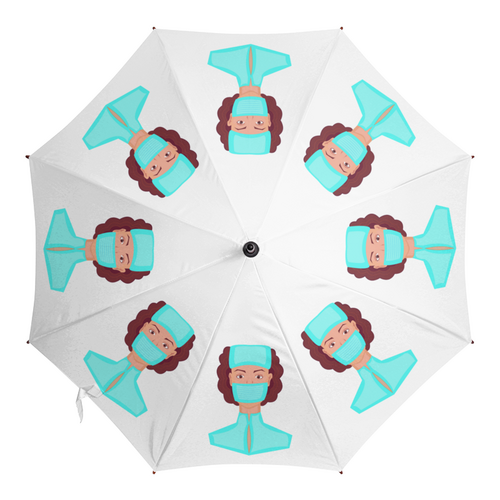 Заказать зонт в Москве. Зонт-трость с деревянной ручкой Медсестра в маске от Stil na yarkosti - готовые дизайны и нанесение принтов.
