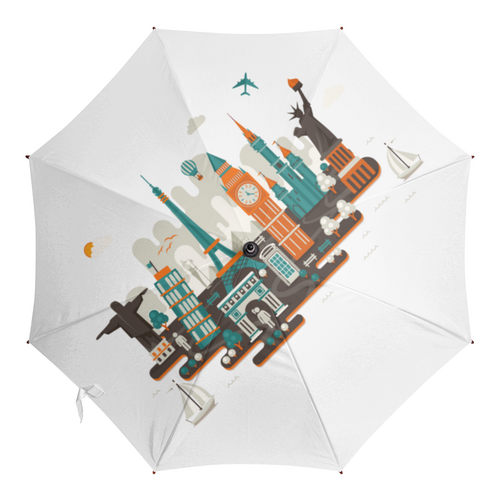 Заказать зонт в Москве. Зонт-трость с деревянной ручкой Серия: Всюдубуду от Andriy Agarkov - готовые дизайны и нанесение принтов.