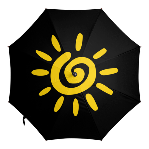 Заказать зонт в Москве. Зонт-трость с деревянной ручкой Солнце от trend - готовые дизайны и нанесение принтов.