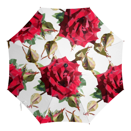 Заказать зонт в Москве. Зонт-трость с деревянной ручкой Rose Low Poly vector от natulia_hatulia@yahoo.com - готовые дизайны и нанесение принтов.