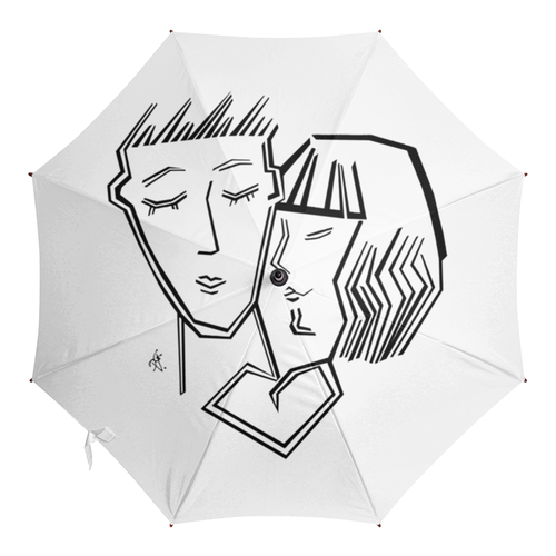 Заказать зонт в Москве. Зонт-трость с деревянной ручкой Любовь от galkagalka - готовые дизайны и нанесение принтов.