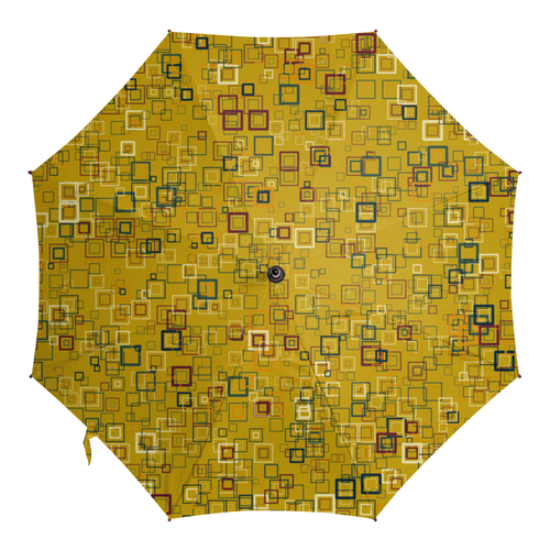 Заказать зонт в Москве. Зонт-трость с деревянной ручкой Квадраты от valezar - готовые дизайны и нанесение принтов.