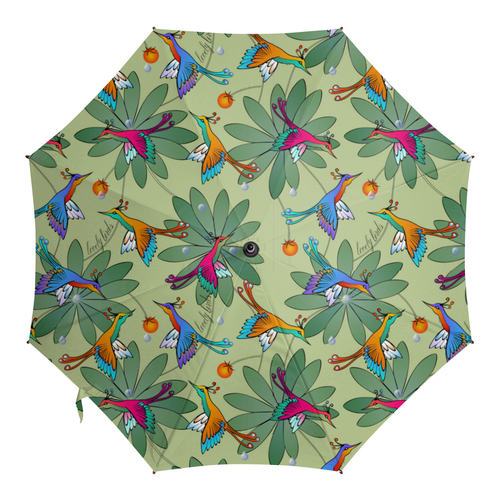 Заказать зонт в Москве. Зонт-трость с деревянной ручкой LOVELY BIRDS от ELENA ZHARINOVA - готовые дизайны и нанесение принтов.