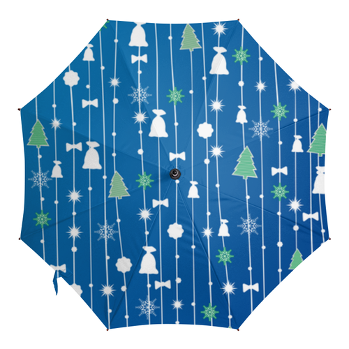 Заказать зонт в Москве. Зонт-трость с деревянной ручкой Новый Год от skynatural - готовые дизайны и нанесение принтов.