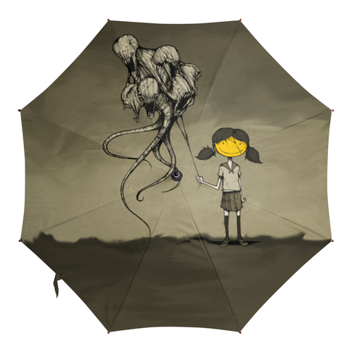 Заказать зонт в Москве. Зонт-трость с деревянной ручкой девочка с шарами от Наталья Чернова - готовые дизайны и нанесение принтов.