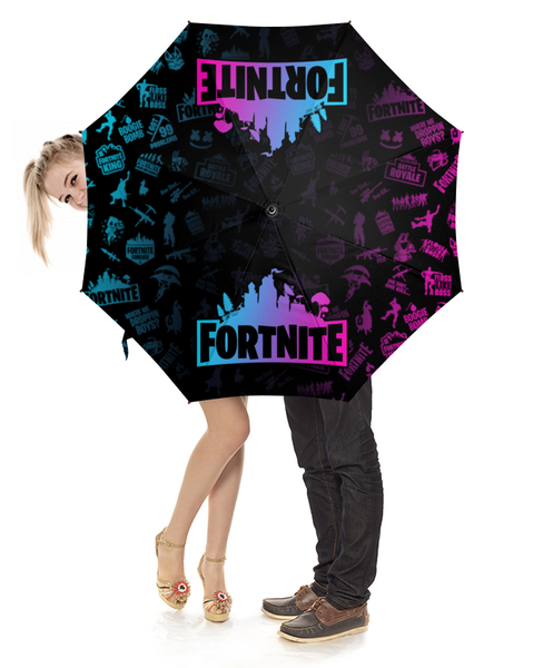 Заказать зонт в Москве. Зонт-трость с деревянной ручкой FORTNITE от geekbox - готовые дизайны и нанесение принтов.