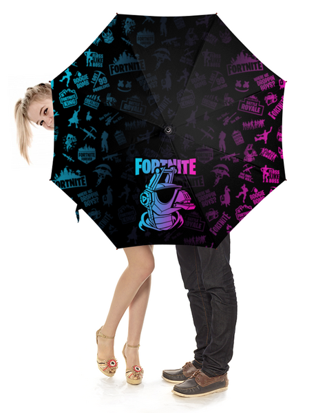 Заказать зонт в Москве. Зонт-трость с деревянной ручкой Fortnite, DJ Yonder от geekbox - готовые дизайны и нанесение принтов.