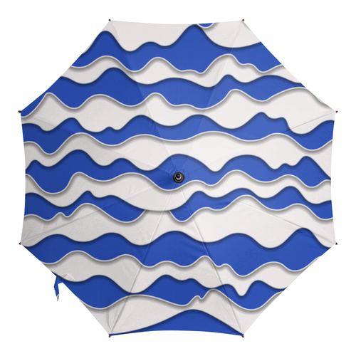 Заказать зонт в Москве. Зонт-трость с деревянной ручкой Абстрактные волны от BeliySlon - готовые дизайны и нанесение принтов.
