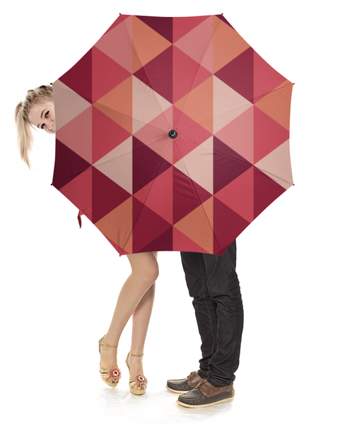 Заказать зонт в Москве. Зонт-трость с деревянной ручкой Треугольная абстракция от BeliySlon - готовые дизайны и нанесение принтов.