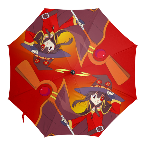 Заказать зонт в Москве. Зонт-трость с деревянной ручкой Мегумин. KonoSuba от geekbox - готовые дизайны и нанесение принтов.