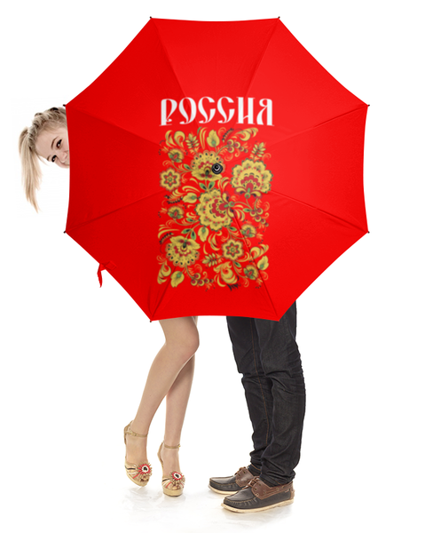 Заказать зонт в Москве. Зонт-трость с деревянной ручкой Россия от weeert - готовые дизайны и нанесение принтов.