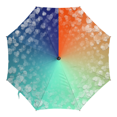 Заказать зонт в Москве. Зонт-трость с деревянной ручкой Сердечки на цветном фоне от Stil na yarkosti - готовые дизайны и нанесение принтов.
