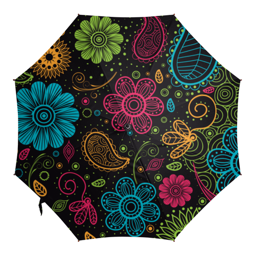 Заказать зонт в Москве. Зонт-трость с деревянной ручкой Цветочная абстракция от BeliySlon - готовые дизайны и нанесение принтов.