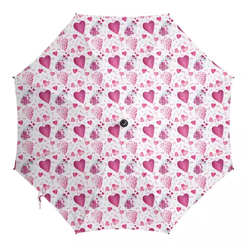 Заказать зонт в Москве. Зонт-трость с деревянной ручкой Милые сердечки от Olia Shipilova - готовые дизайны и нанесение принтов.