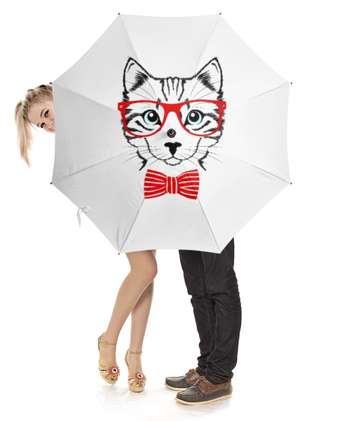 Заказать зонт в Москве. Зонт-трость с деревянной ручкой Кошка от YellowCloverShop - готовые дизайны и нанесение принтов.