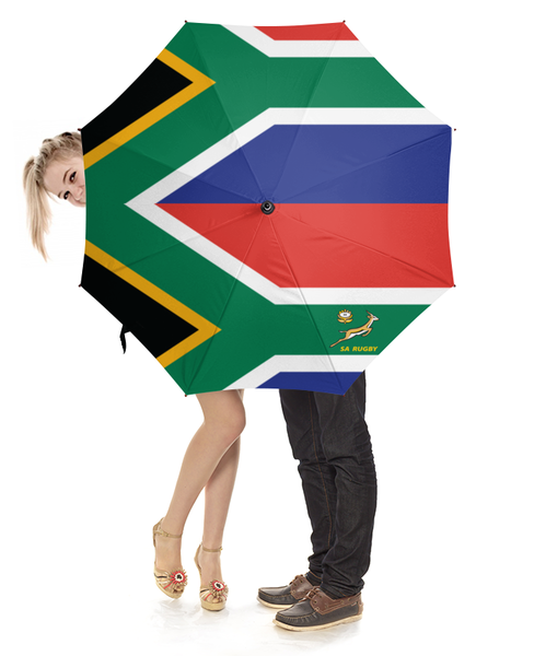 Заказать зонт в Москве. Зонт-трость с деревянной ручкой Южная Африка регби от rugby - готовые дизайны и нанесение принтов.