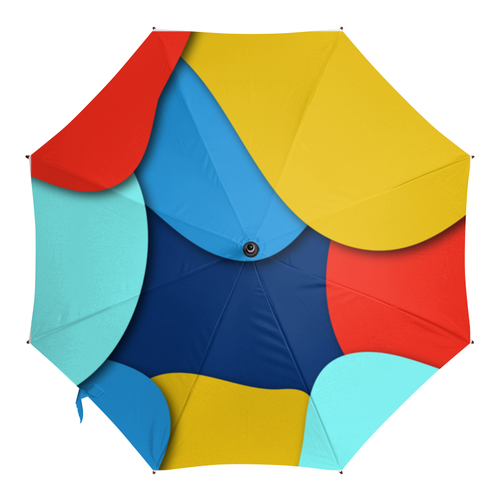 Заказать зонт в Москве. Зонт-трость с деревянной ручкой Разноцветный от BeliySlon - готовые дизайны и нанесение принтов.