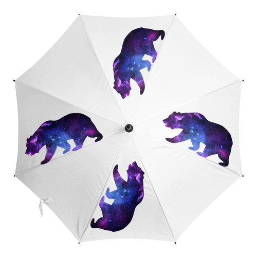 Заказать зонт в Москве. Зонт-трость с деревянной ручкой Space animals от FireFoxa - готовые дизайны и нанесение принтов.