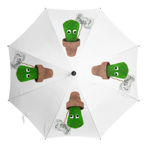 Заказать зонт в Москве. Зонт-трость с деревянной ручкой Hugs? от FireFoxa - готовые дизайны и нанесение принтов.