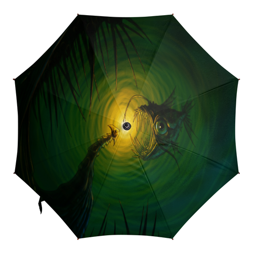 Заказать зонт в Москве. Зонт-трость с деревянной ручкой глубоководный от Наталья Чернова - готовые дизайны и нанесение принтов.