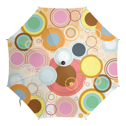 Заказать зонт в Москве. Зонт-трость с деревянной ручкой Разноцветные круги от BeliySlon - готовые дизайны и нанесение принтов.