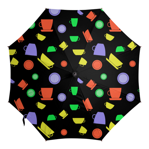 Заказать зонт в Москве. Зонт-трость с деревянной ручкой Чашки от Vadim Koval - готовые дизайны и нанесение принтов.