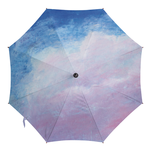 Заказать зонт в Москве. Зонт-трость с деревянной ручкой Розовое облако на небе от khlele@mail.ru - готовые дизайны и нанесение принтов.