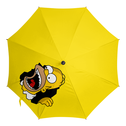 Заказать зонт в Москве. Зонт-трость с деревянной ручкой Гомер Симпсон от geekbox - готовые дизайны и нанесение принтов.