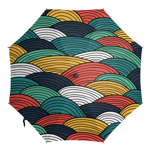 Заказать зонт в Москве. Зонт-трость с деревянной ручкой Разноцветная абстракция от BeliySlon - готовые дизайны и нанесение принтов.