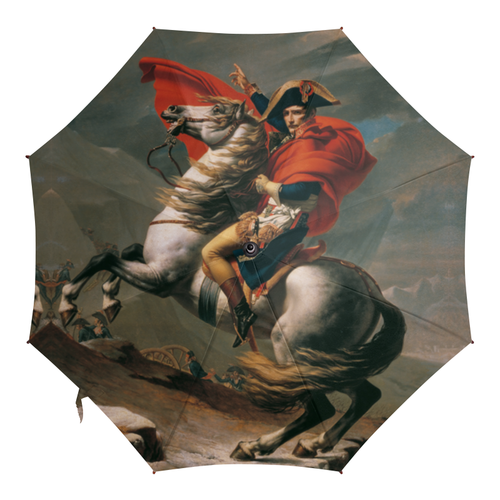 Заказать зонт в Москве. Зонт-трость с деревянной ручкой Наполеон на перевале Сен-Бернар от trend - готовые дизайны и нанесение принтов.
