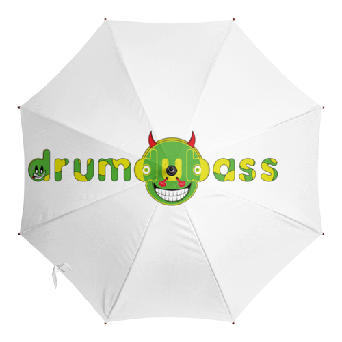 Заказать зонт в Москве. Зонт-трость с деревянной ручкой Drumdubass white от cubik art  - готовые дизайны и нанесение принтов.