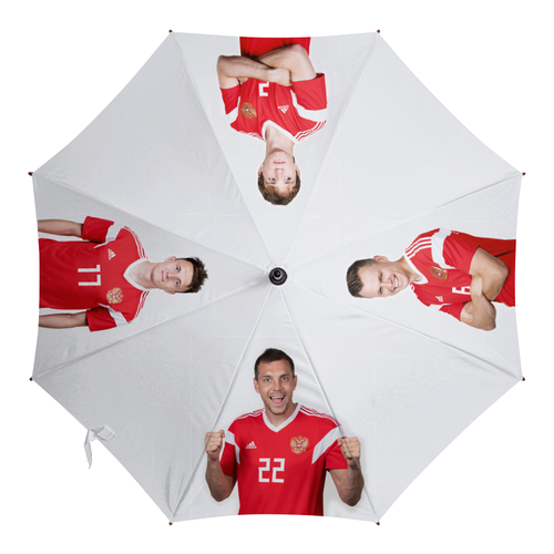 Заказать зонт в Москве. Зонт-трость с деревянной ручкой Сборная России по футболу от Марина - готовые дизайны и нанесение принтов.