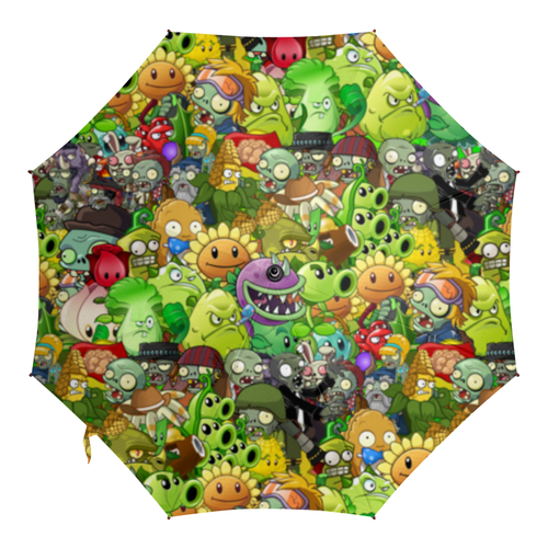 Заказать зонт в Москве. Зонт-трость с деревянной ручкой PLANTS VS ZOMBIES от geekbox - готовые дизайны и нанесение принтов.