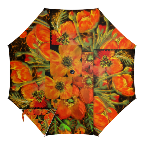 Заказать зонт в Москве. Зонт-трость с деревянной ручкой Маковое поле от Olga Kudoyarova - готовые дизайны и нанесение принтов.