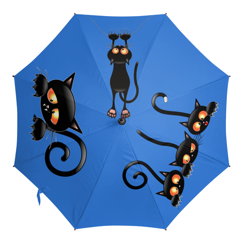 Заказать зонт в Москве. Зонт-трость с деревянной ручкой котики от queen  - готовые дизайны и нанесение принтов.