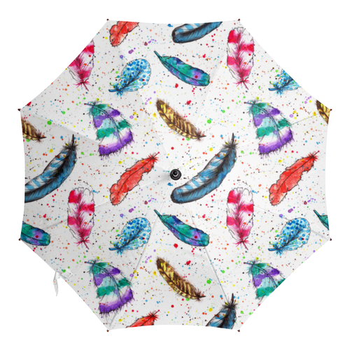 Заказать зонт в Москве. Зонт-трость с деревянной ручкой Перья от Юлия Басова - готовые дизайны и нанесение принтов.