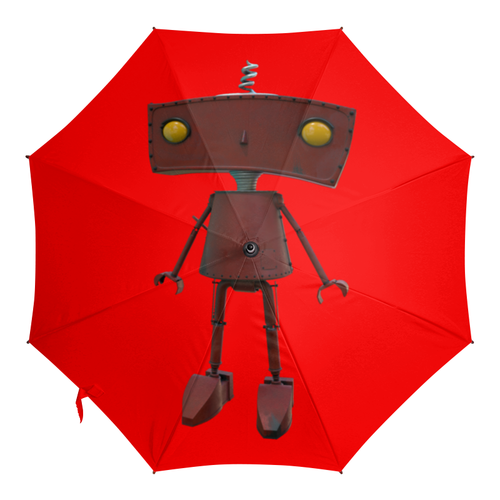 Заказать зонт в Москве. Зонт-трость с деревянной ручкой Bad Robot от Дана Столыпина - готовые дизайны и нанесение принтов.